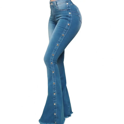 Women Mid Waist Stretch Flare Jeans