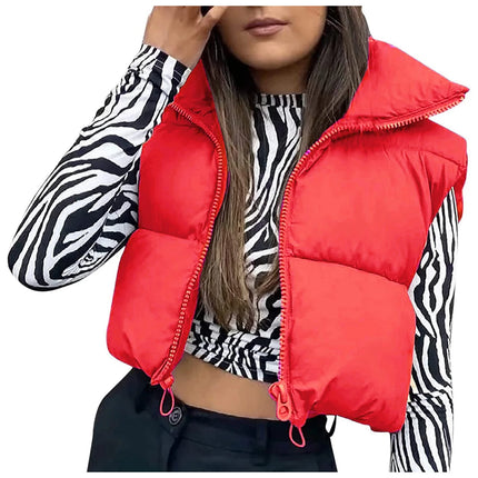 Jacket Women Cropped Vest Sleeveless Puffer Outerwear - Jacket - Sunsiom - Mad Fly Essentials