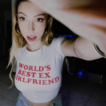 Chaunuer Women Fashion Worlds Best Ex Girlfriend Crop Top - Mad Fly Essentials