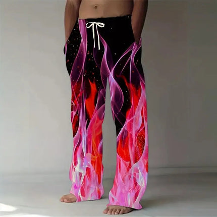 Pants Men Optical Illusion Flame Trousers - Pants - Ejuhaoti - Mad Fly Essentials