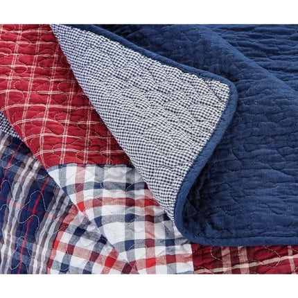 Home Plaid Checkered Patchwork Washed Cotton Duvet Set