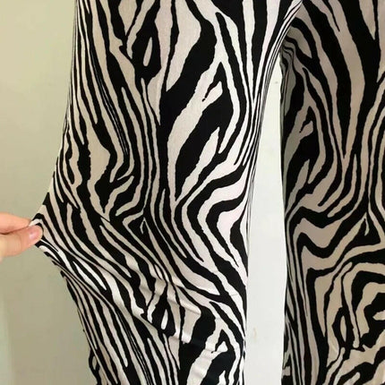 Women Zebra Print Wide Leg Pants