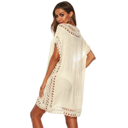 Beach Dress Women Crochet Cover Up Solid Swimsuit Dress - Beach Dress - Mafirry - Mad Fly Essentials