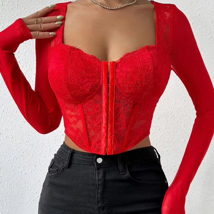 Crop Top Women Blouse Black Floral Fashion Seasonal Wear - Crop Top - thefound - Mad Fly Essentials