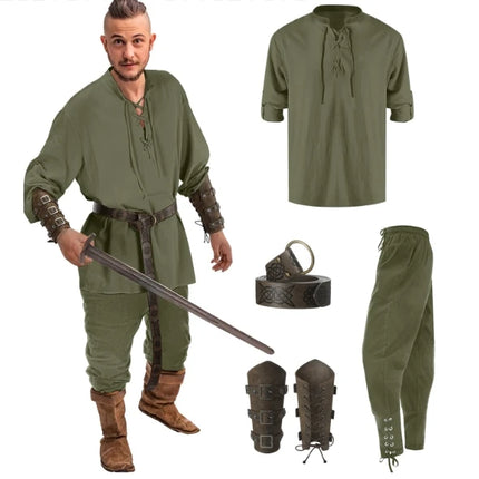 Costume Men Medieval Viking Top Pants Pirate Outfit - Costume - Costumes Plus - Mad Fly Essentials