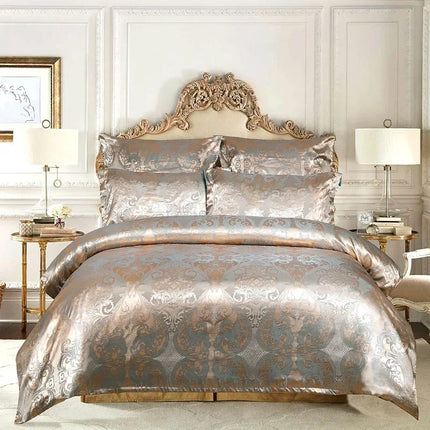Duvet Set European Jacquard Satin Bedding Set - duvet set - home deluxe - Mad Fly Essentials