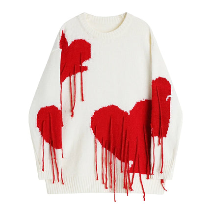 Women Heart Fashion Tassel Long Sweater