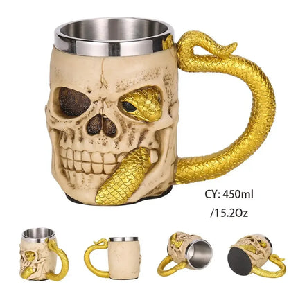 Stainless Medieval Dragon Zombie Coffee Beer Mugs