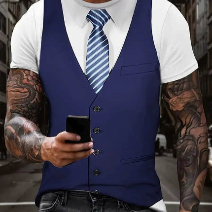 Men Fashion 3D Short Suit Graphic Shirts - Mad Fly Essentials