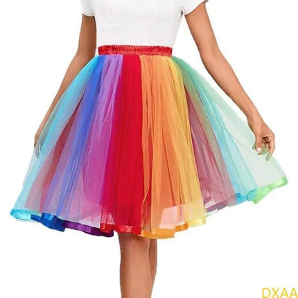 Women Layered Pleated Tulle Rainbow Skirt - Mad Fly Essentials