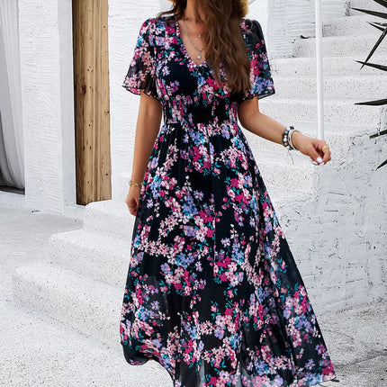 Party Dress Women V-Neck Long Sleeve Plus Dress - Party Dress - FJBK - Mad Fly Essentials