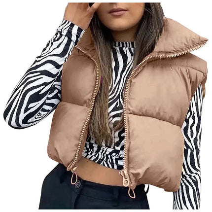 Jacket Women Cropped Vest Sleeveless Puffer Outerwear - Jacket - Sunsiom - Mad Fly Essentials
