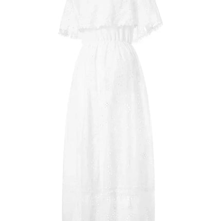 Maxi Dress Women Bohemian White Off Shoulder Lace Dress - Maxi Dress - Bellflower - Mad Fly Essentials