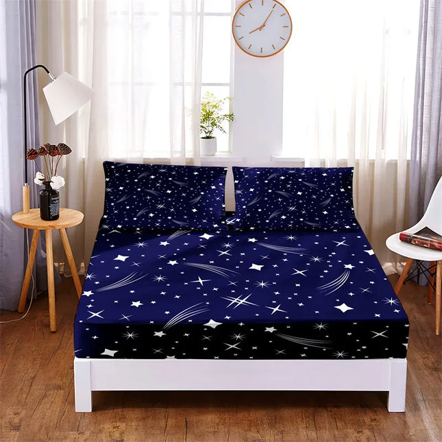 Starry Night Universe 3pc Bedding Fitted Sheets Set