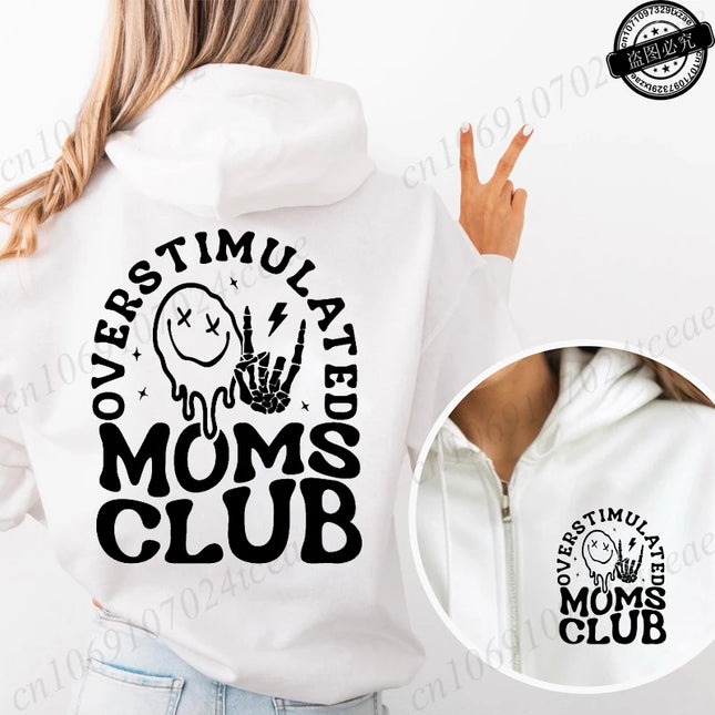Hoodies Funny Overstimulated Moms Club Pullovers - Hoodies - MusLotus - Mad Fly Essentials