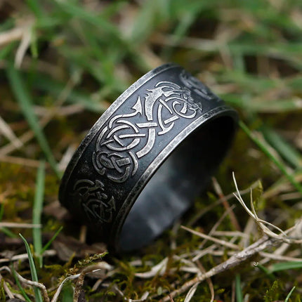 Ring Men 316L Stainless Norse Viking Retro Dragon Band - Ring - Epoxy - Mad Fly Essentials