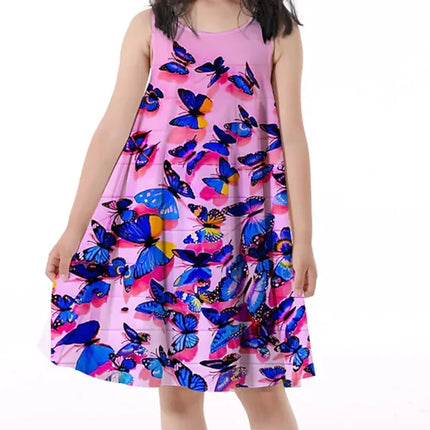 Party Dress Girls 3D Graphic Sleeveless Butterfly Dress - Party Dress - Abreeze - Mad Fly Essentials