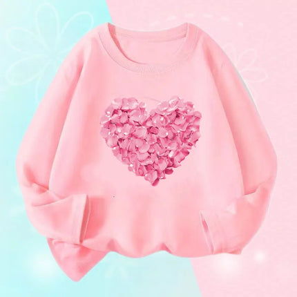 Hoodies Girls Long Heart Kids Graphic Tee Tops - Hoodies - Lolocee - Mad Fly Essentials