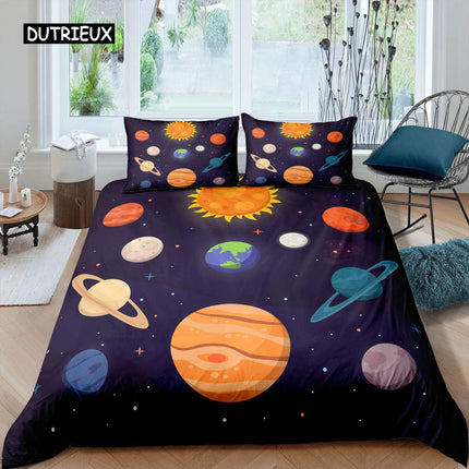 Kid Room Space Solar System Duvet Bedding Set