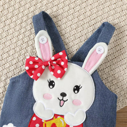 Baby Girl 2pc-Rabbit Animal Denim Overalls - Kids Shop Mad Fly Essentials
