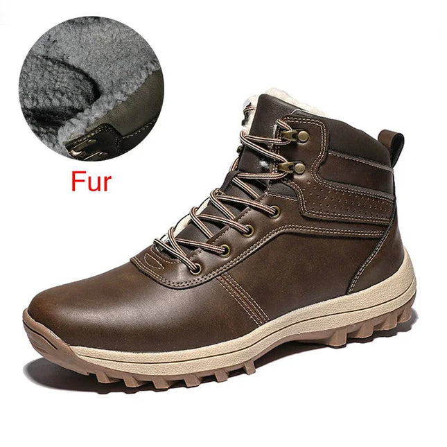 Men British Style Winter Leather Ankle Boots