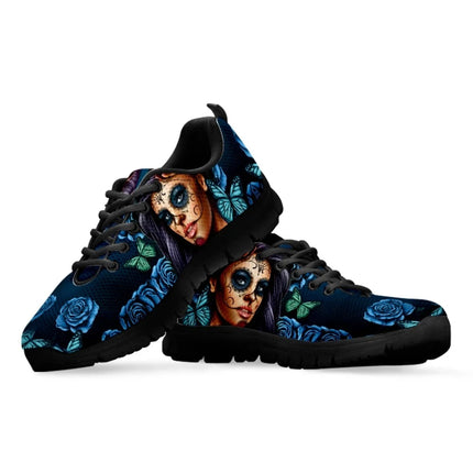 Women Blue Skull Sugar 3D Butterfly Sneakers