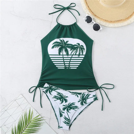 Tankini Set Women Low Waist Palm Tree Tankini - Tankini Set - mandylandy - Mad Fly Essentials