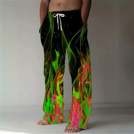 Pants Men Optical Illusion Flame Trousers - Pants - Ejuhaoti - Mad Fly Essentials