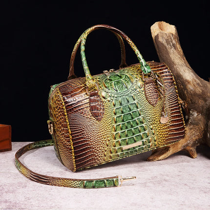 Handbag Women Crocodile Embossed Boston Satchel Bag - Handbag - Miescher Kora - Mad Fly Essentials
