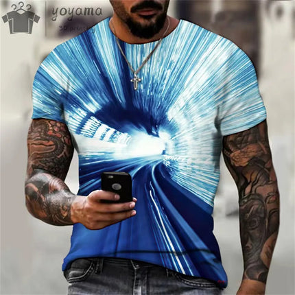 Shirt Men Psychedelic Flame Aurora 3D Summer Tee - Shirt - Oufisun - Mad Fly Essentials