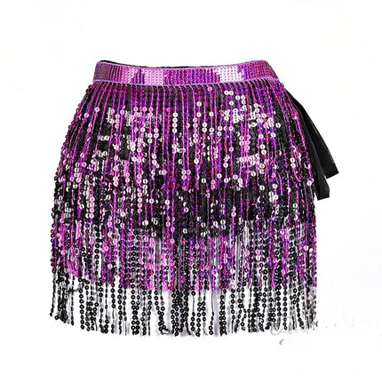 Mini Skirt Women Sequin Tassel Belly Dancing Skirt - Mini Skirt - Ailinge - Mad Fly Essentials