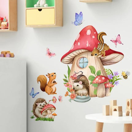 Kids Room Animal Butterfly 3D Mushroom Wall Sticker