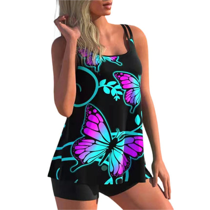 Women 2pc Butterfly Swimwear Top + Shorts Set