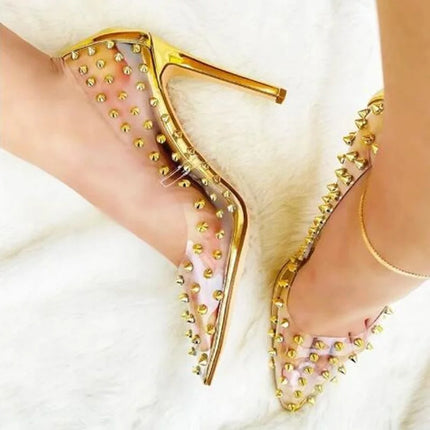 High Heels Women Pointed Toe Rivet Stiletto Heels - High Heels - wetkiss - Mad Fly Essentials