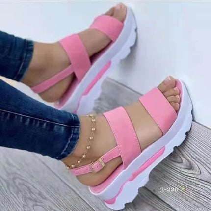 Sandals Women Buckle Strap Fashion Wedge Footwear - Sandals - BKLD - Mad Fly Essentials