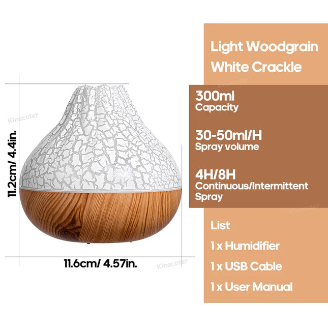 Home Decor Humidifier Aromatherapy Essential Wood Grain Oil Diffuser - Warm Like Home - Mad Fly Essentials