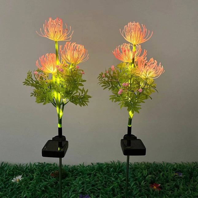 Solar 2pc 3Heads LED Luminous Garden Flower Light