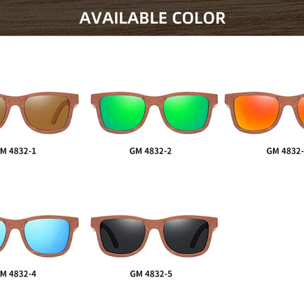 GM Natural Bamboo Rainbow Polarized Sunglasses