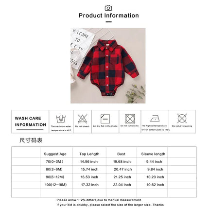 Baby Romper Boys 0-18M Plaid Infant Wear - Baby Romper - Prowow - Mad Fly Essentials