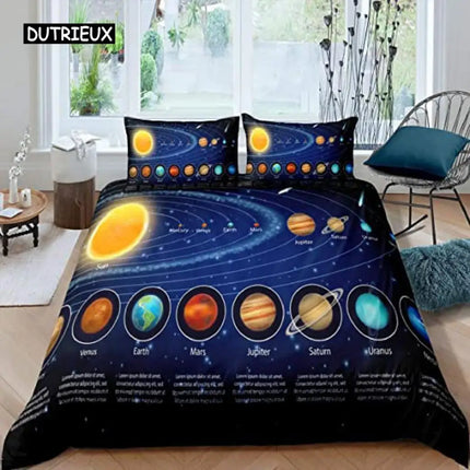 Kid Room Space Solar System Duvet Bedding Set