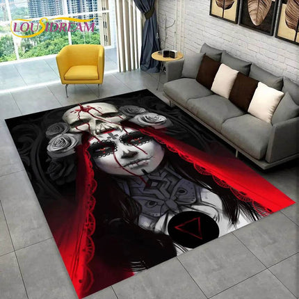 3D Gothic Horror Skull Dead Girl Area Rug - Mad Fly Essentials