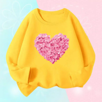 Hoodies Girls Long Heart Kids Graphic Tee Tops - Hoodies - Lolocee - Mad Fly Essentials