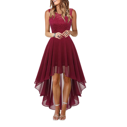 MIDI Dress Women Red Lace Chiffon Evening Dress - Midi Dress - Adogirl - Mad Fly Essentials