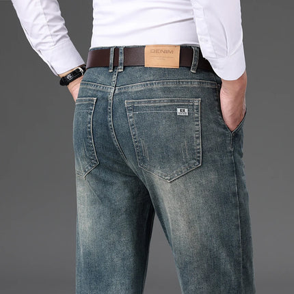Jeans Men Blue-Grey Classic Denim Pants - Jeans - Brother Wang - Mad Fly Essentials
