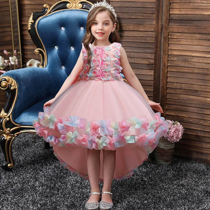 Girl Flower Lace Evening Princess Dress - Mad Fly Essentials