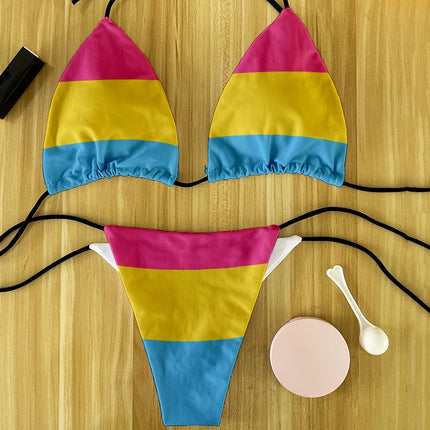 Women's Rainbow Beach 3D Bikini Swimwear Set
