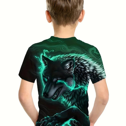 Boys New Summer Wolf Lion 3D Graphic Tees