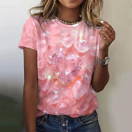 Shirt Women 3D Love Hearts Short Tops - Shirt - PMRUN - Mad Fly Essentials