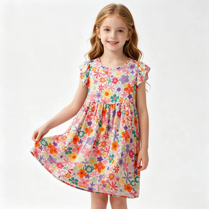 Party Dress Baby Girl Summer Cartoon Dinosaur Rainbow Dress - Party Dress - GirlyMax - Mad Fly Essentials