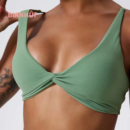 Fitness Top Women Twist Front Seamless Sports Bra - Fitness Top - Maidis - Mad Fly Essentials